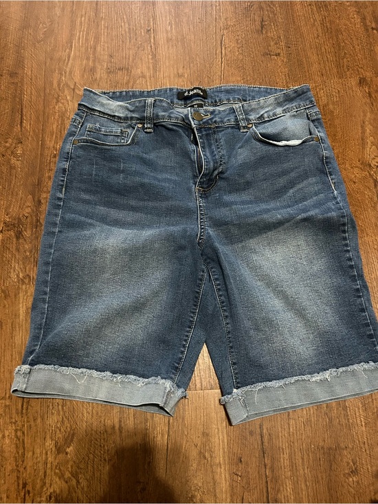 d. jeans Pants - d. jeans Distressed Blue Denim Jean Shorts with Rolled Hem (8’ inseam)